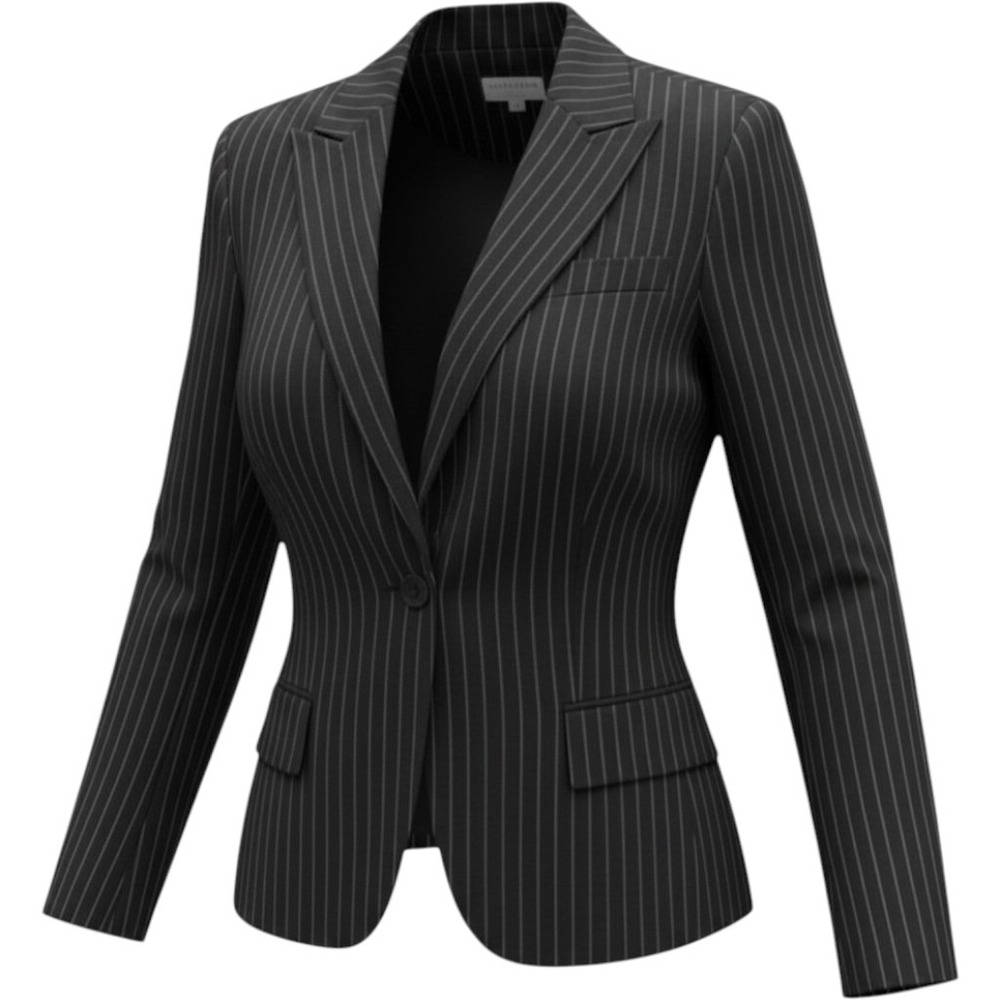 Anne Klein Black Pinstripe Single Button Blazer Jacket Womens 6 Professional